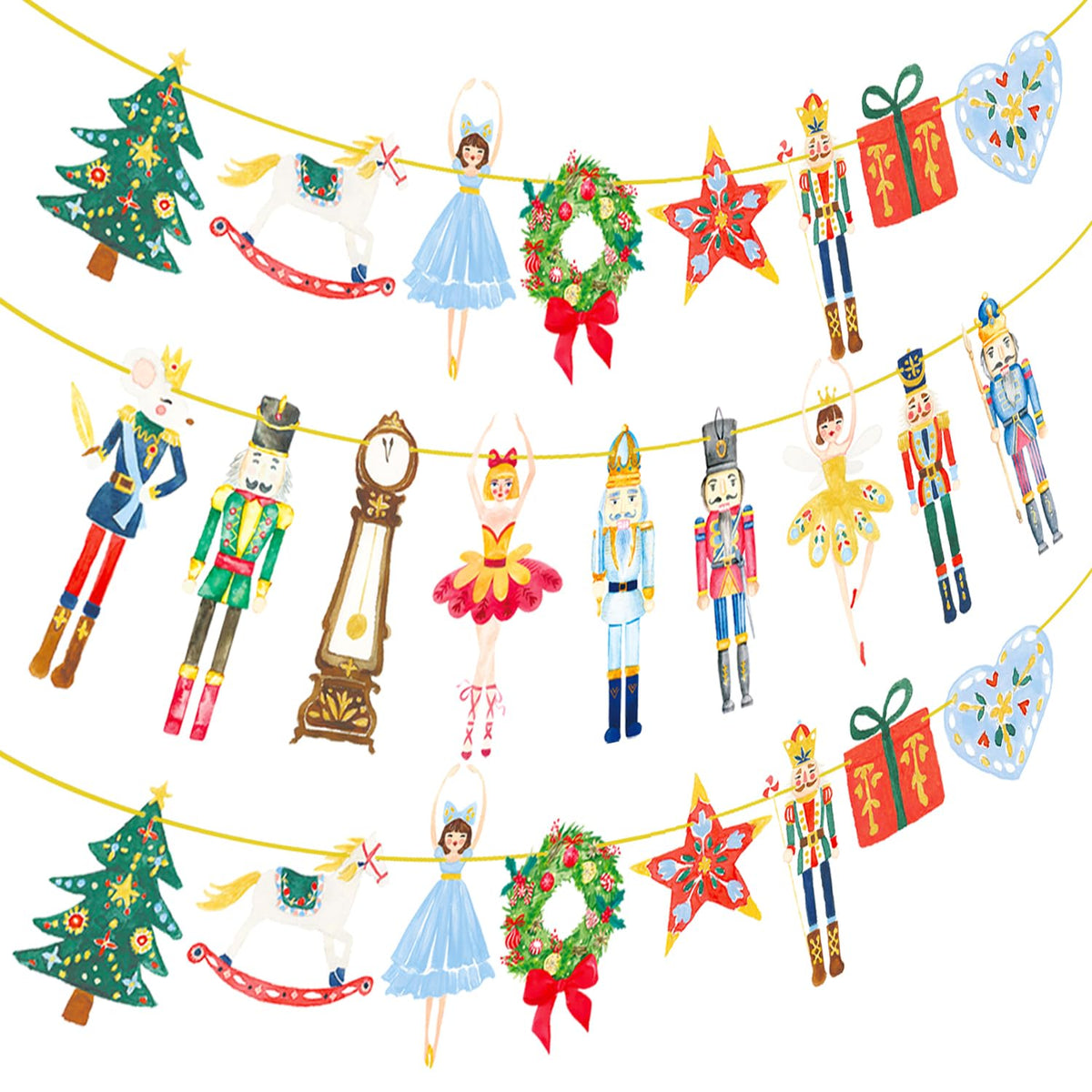 Nutcracker Party Banners 2Pcs Christmas Ballet Nutcracker Decorations Nutcracker Party Supplies Xmas Tree Cutout Banners For Nutcracker Soldier Party Hanging Sign Decor