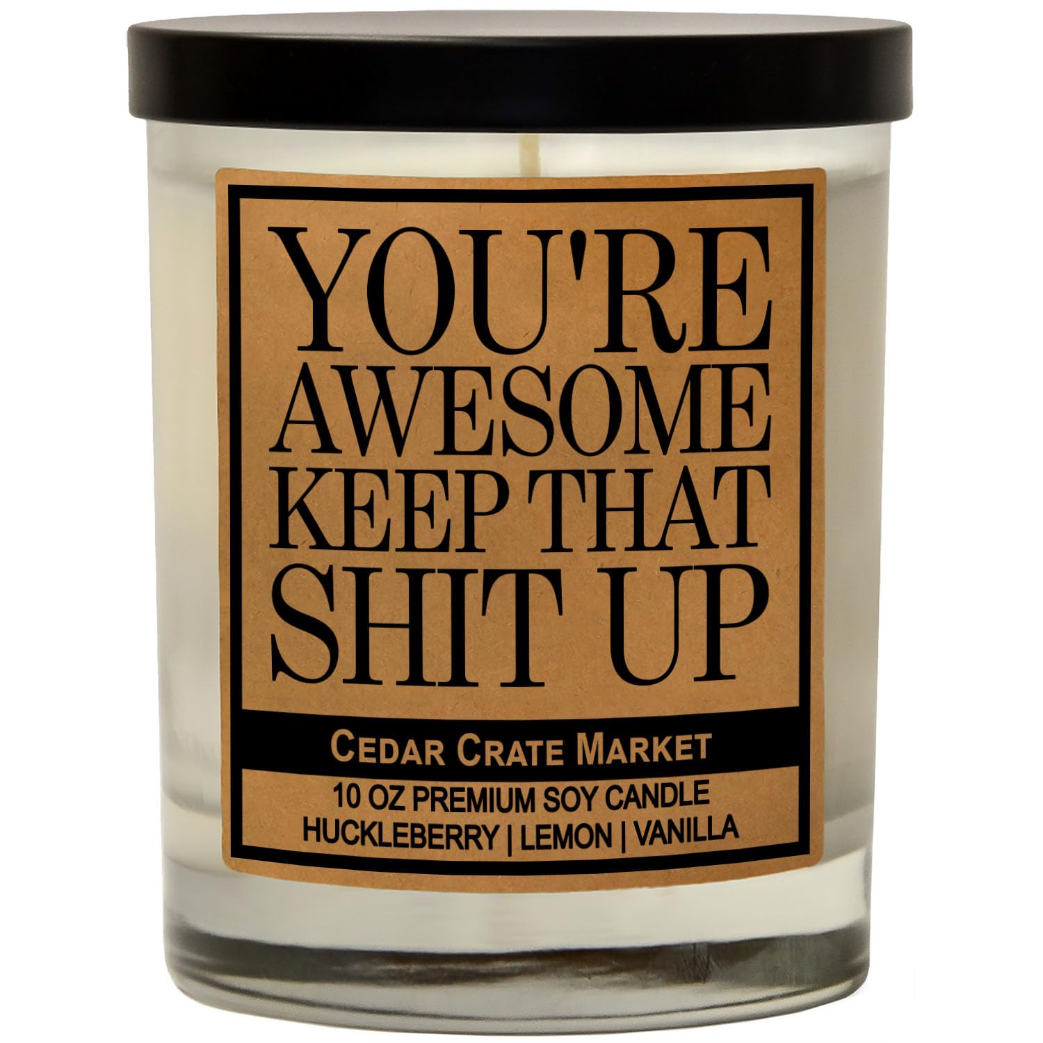 - You'Re Awesome Candle - Huckleberry Lemon Vanilla Scented, Funny Encouragement Gift, Premium Soy Wax, Motivational Candle For Friends Coworkers Boss Appreciation, Usa Made