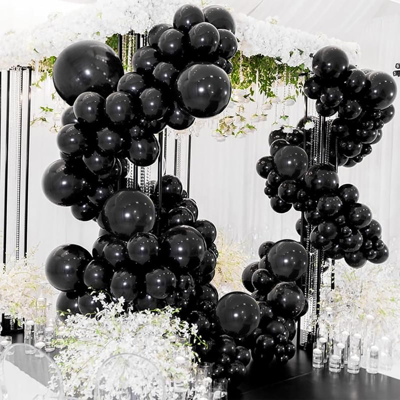 110Pcs Black Balloons Different Sizes 18/12/10/5 Inch, Matte Black Lat