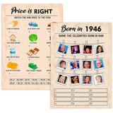 80Th Birthday Party Games, Set Of 2 Activities For 15 Guests, Born In 1946 Games Bundle, Birthday Party Supplies For Adults, Pack Of 30 Cards