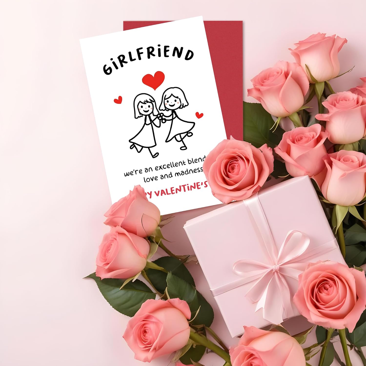 Gay Valentines Day Card, Lesbian Valentines Day Card, Happy Valentines Day Card For Girlfriend Her, We'Re An Excellent Blend Of Love And Madness