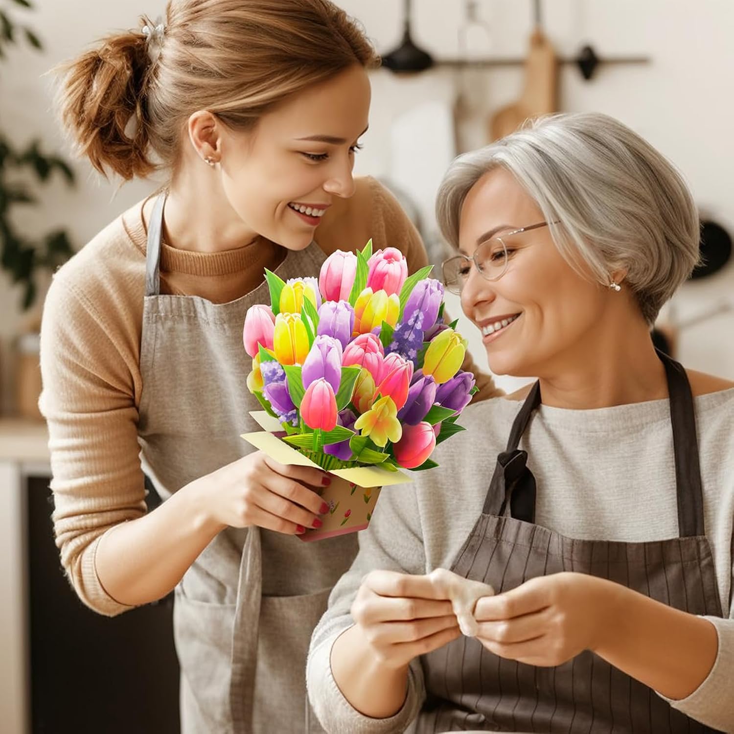 Pop Up Tulip Flower Bouquet Card Get Well Soon Cards 3D Pop Up Birthday Card Thinking Of You Greeting Card For Christmas Congratulations Gifts Includes Envelop