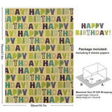 Happy Birthday Green Wrapping Paper For Men Women Boys Girls Kids,Gift Wrap, 20 X 28 Inches Per Sheet (6 Sheets: 23 Sq. Ft. Ttl.) Brown Recycled Kraft Folded Paper For Baby Shower Daddy All Birthday Occasions