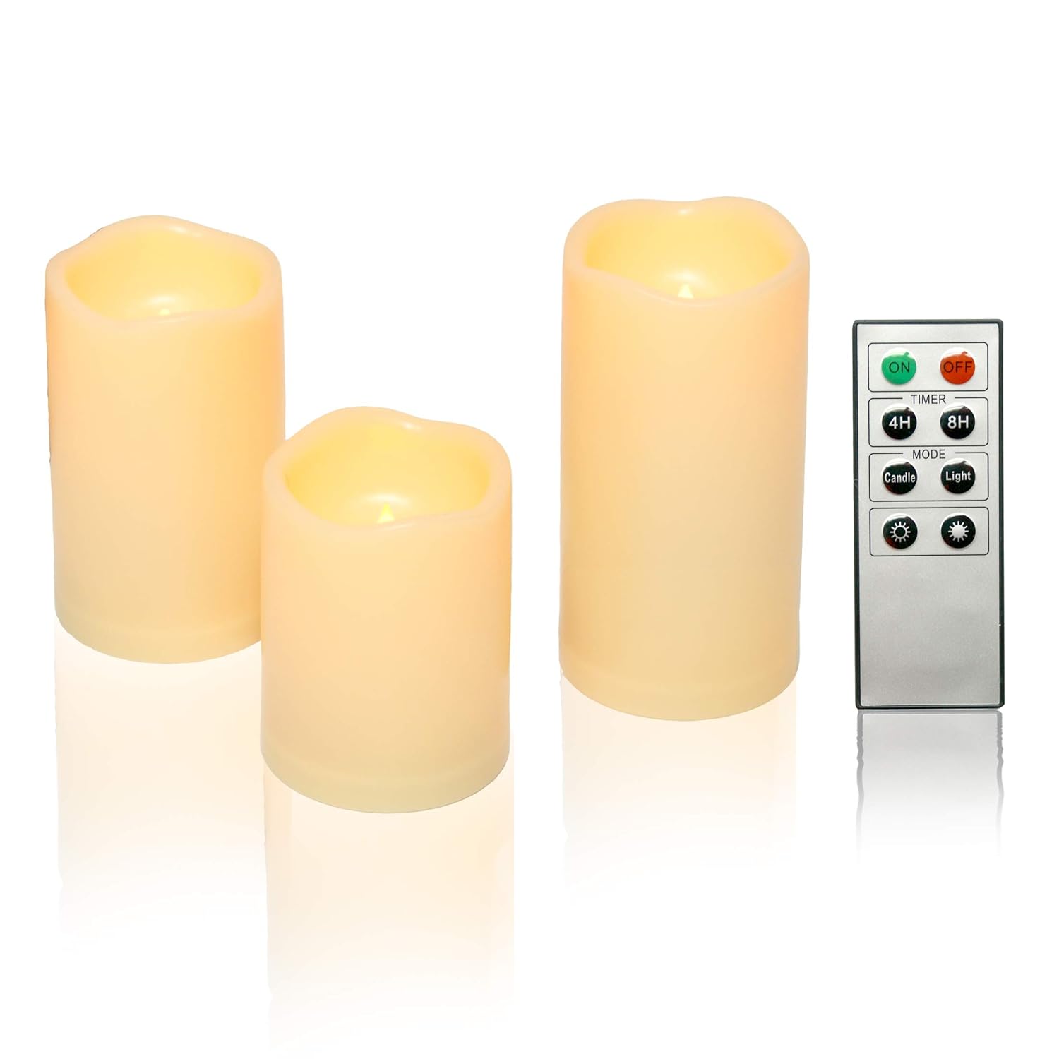 CANDLE CHOICE Waterproof Outdoor Battery Operated Flameless Candles with Remote Timer Plastic Realistic Flickering Fake Electric LED Pillars for Lantern Garden Wedding Christmas Decorations 3 Pack