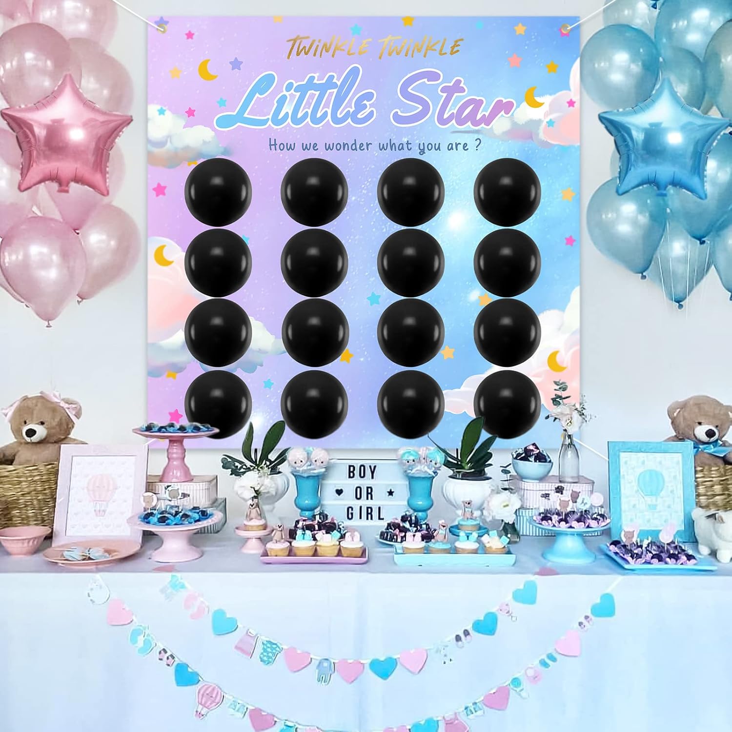 Gender Reveal Dart Board Game - Twinkle Twinkle Little Star Gender Reveal Ideas Baby Gender Reveal Balloon Dart Game Baby Shower Guessing Game, Pink And Blue