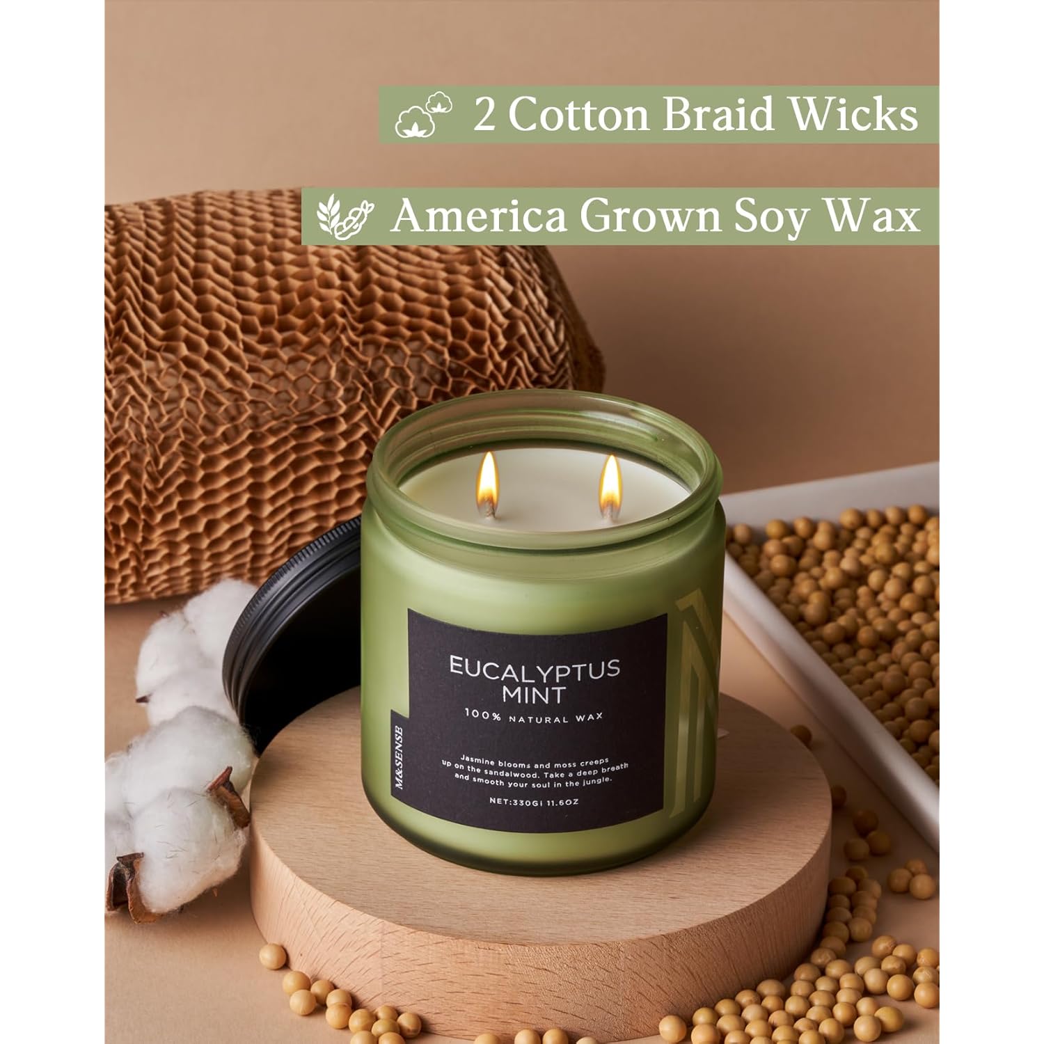 Eucalyptus & Mint Soy Candles For Home Scented, 11.6Oz 70 Hour Burn Aromatherapy Candle Gift For Stress Relief, Meditation, Yoga, Relaxing Spa, Reusable Jar For Men And Women