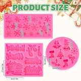 3Pcs Merry Christmas Fondant Mold Pink Assorted Snowflake Silicone Mold Blessed Words Joy Holly Jolly Chocolate Candy Mould For Xmas Winter Party Cupcake Sugar Craft Gum Resin Clay