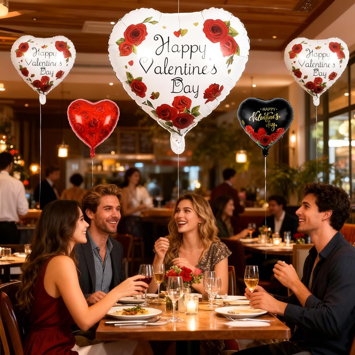 15Pcs Heart Balloons Valentines Day Decorations - 18 Inch Happy Valentines Day Balloon - Black And Red Heart Shaped Balloons For Valentine'S Day Party Decor - Romantic Decorations Special Night