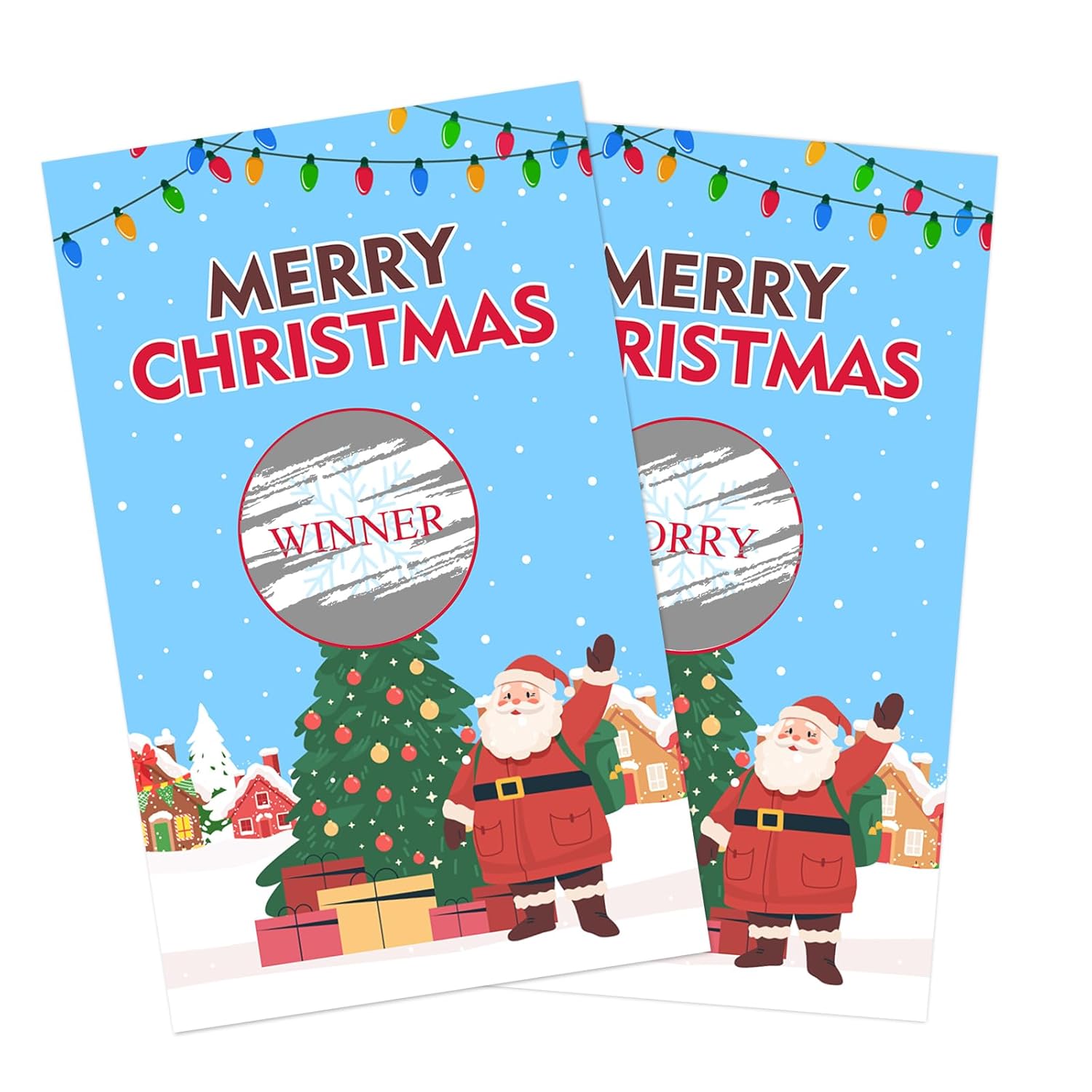 Christmas Scratch Off Cards - 50Pcs Xmas Party Scratch Prize Cards - Santa Festive Raffle Tickets For Adults Families Events Business Groups Game Supplies - D01