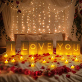 I Love You Light Up Letters Proposal Decorations With Flameless Candles And Fake Rose Petals, Valentine'S Day Luminary Bags Romantic Decorations Special Night For Wedding Anniversary