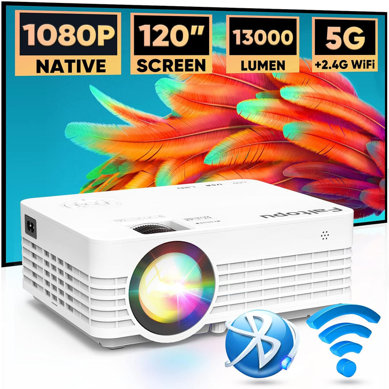 Native 1080P Projector, Mini Portableprojector With 120'' Screenmovie Projecto