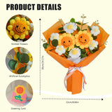 Handmade Crochet Graduation Sunflower Bouquet,Pink Knitted Flower Bouquet Perfect Graduation Gift For Her/Him, Ideal Photo Prop & Grad Party Decor (Orange)