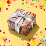 Kraft Wrapping Paper Roll - Mini Roll - Colorful Text Happy Birthday Design Great For Birthday, Party, Baby Shower - 17 Inches X 32.8 Feet