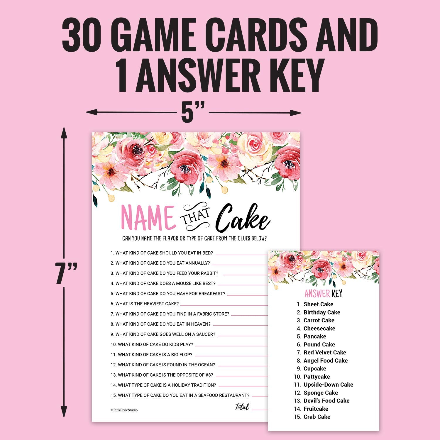 30 Name That Cake Game Cards- Bridal Or Baby Shower, Birthday, Gender Reveal, Engagement Or Bachlorette Party- Fun, Easy Activity For Women, Men, And Kids