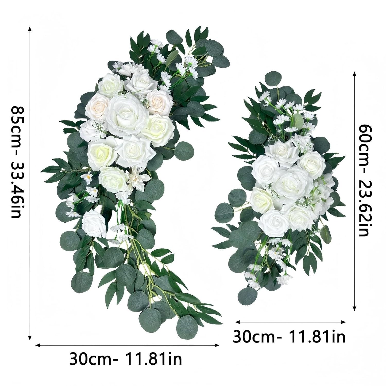 Flowers For Wedding Arch Set Of 2 - Artificial Floral Swag For Ceremony Backdrop & Arch Decoration - Fake Flowers For Arch Backdrop, Balloon Arch & Wall Decor