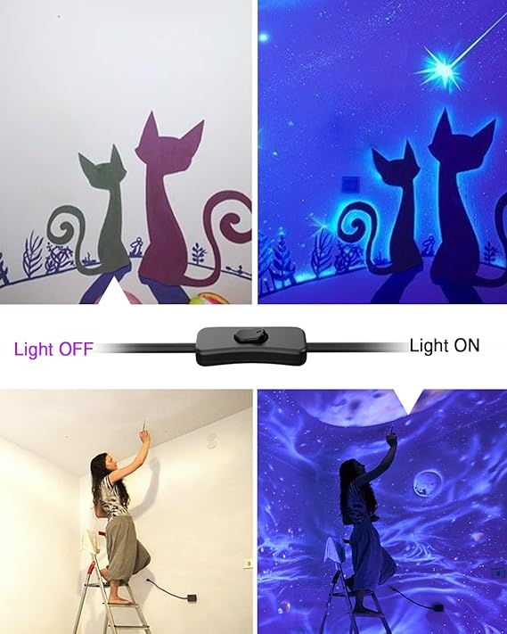 4 Pack 42W LED Black Light Bars UV Glow Party Lighting with Plug & Switch for Indoor Use