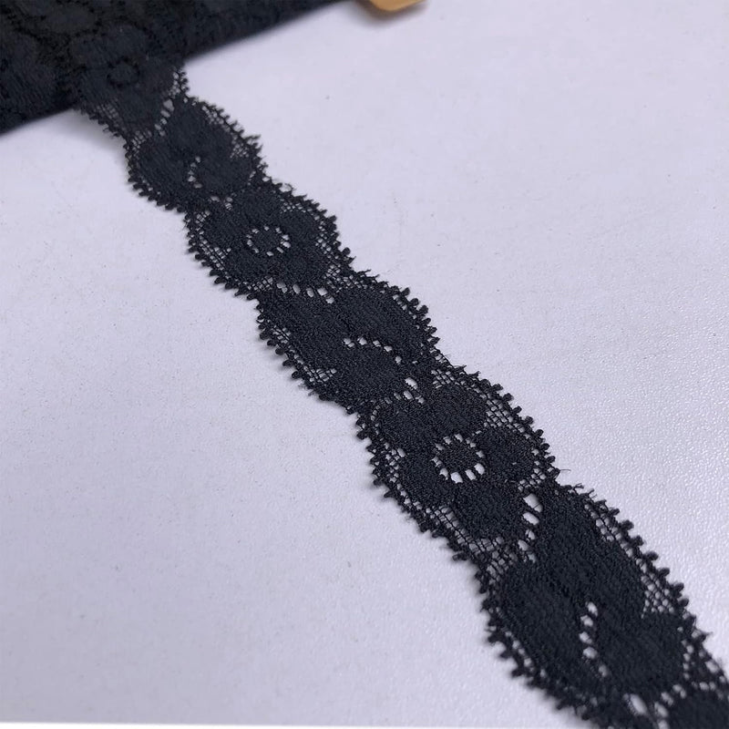 Olive Lace Black 1 Inches Wide Stretchy Lace Ribbon Trim Lace For Bridal Weddi