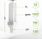 G24Q-1 CFL Light Bulbs 4 Pack 13W 3500K Soft White 4 Pin Replacement Fluorescent Lamp