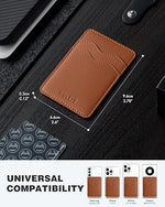 Slim Leather Adhesive Phone Card Holder, RFID Blocking Sleeve - Brown