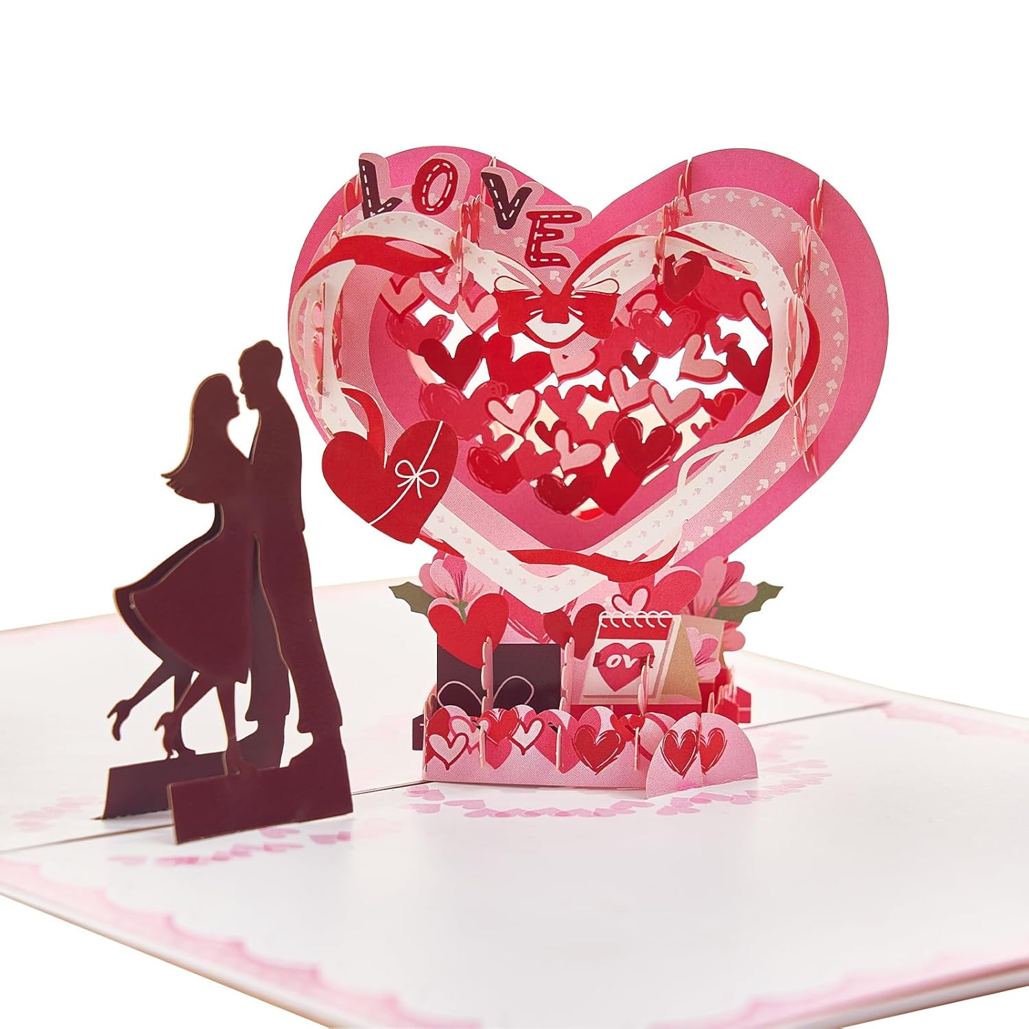 Pop Up Anniversary Card, 3D Lover Hearts Balloons Couple Wedding Card For Wife, Husband, Her, Him, Couple; Ideal Gift For Wedding, Romantic Birthday, Anniversary, Valentines, Mothers Day