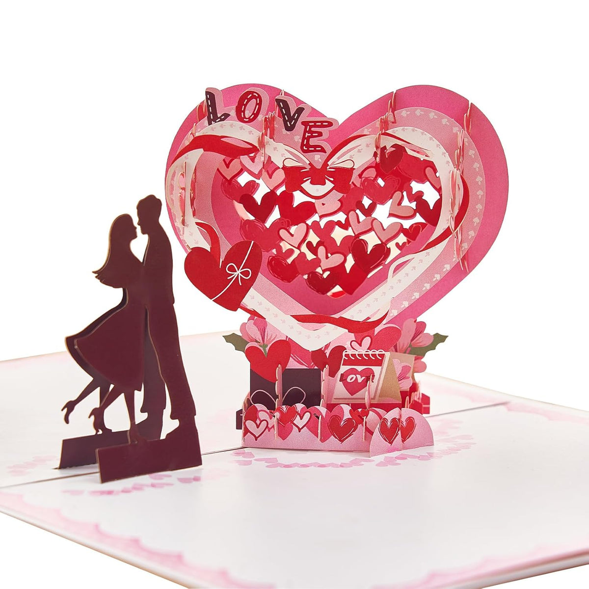 Pop Up Anniversary Card, 3D Lover Hearts Balloons Couple Wedding Card For Wife, Husband, Her, Him, Couple; Ideal Gift For Wedding, Romantic Birthday, Anniversary, Valentines, Mothers Day