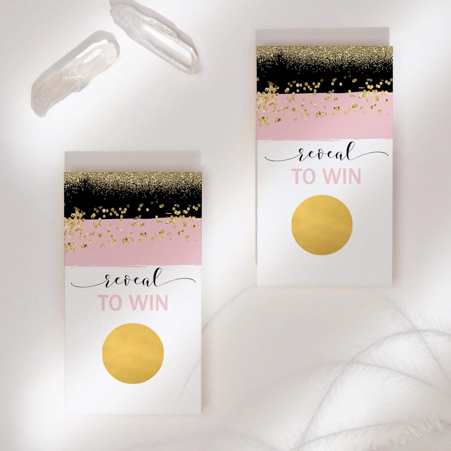 Blush & Gold Scratch-Off Game Cards For Bridal, Baby Showers, Weddings, Raffles - 28 Pack