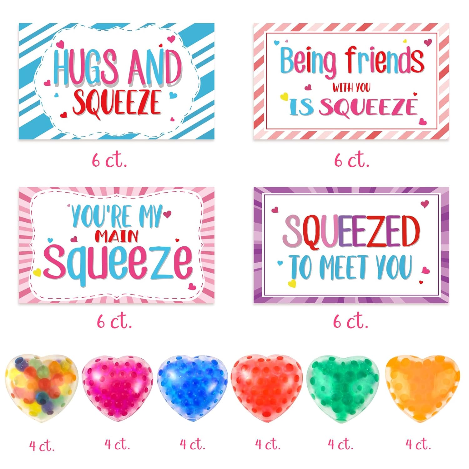 24Pack Valentines Day Cards With Heart Balls Valentines Day Gifts For Kids Valentines Exchange Cards For Boys Girls School Classroom Party Favors