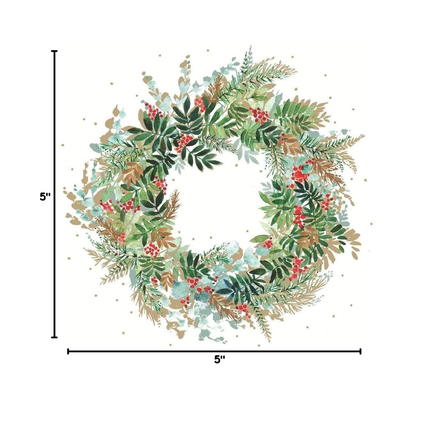Christmas Hill Tree And Christmas Tree Wreath Party Napkins - 40 Count | 2 Packs Of 20Ct Cocktail Napkins | 5" X 5" | Soft 3-Ply Paper | Made In Germany