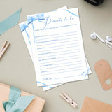 Blue Bow Baby Shower Games For Boys, Parents To Be Game Cards, Baby Shower Activity Gender Reveal Games Party Supplies, 30 Double-Sided Game Card Set -B17
