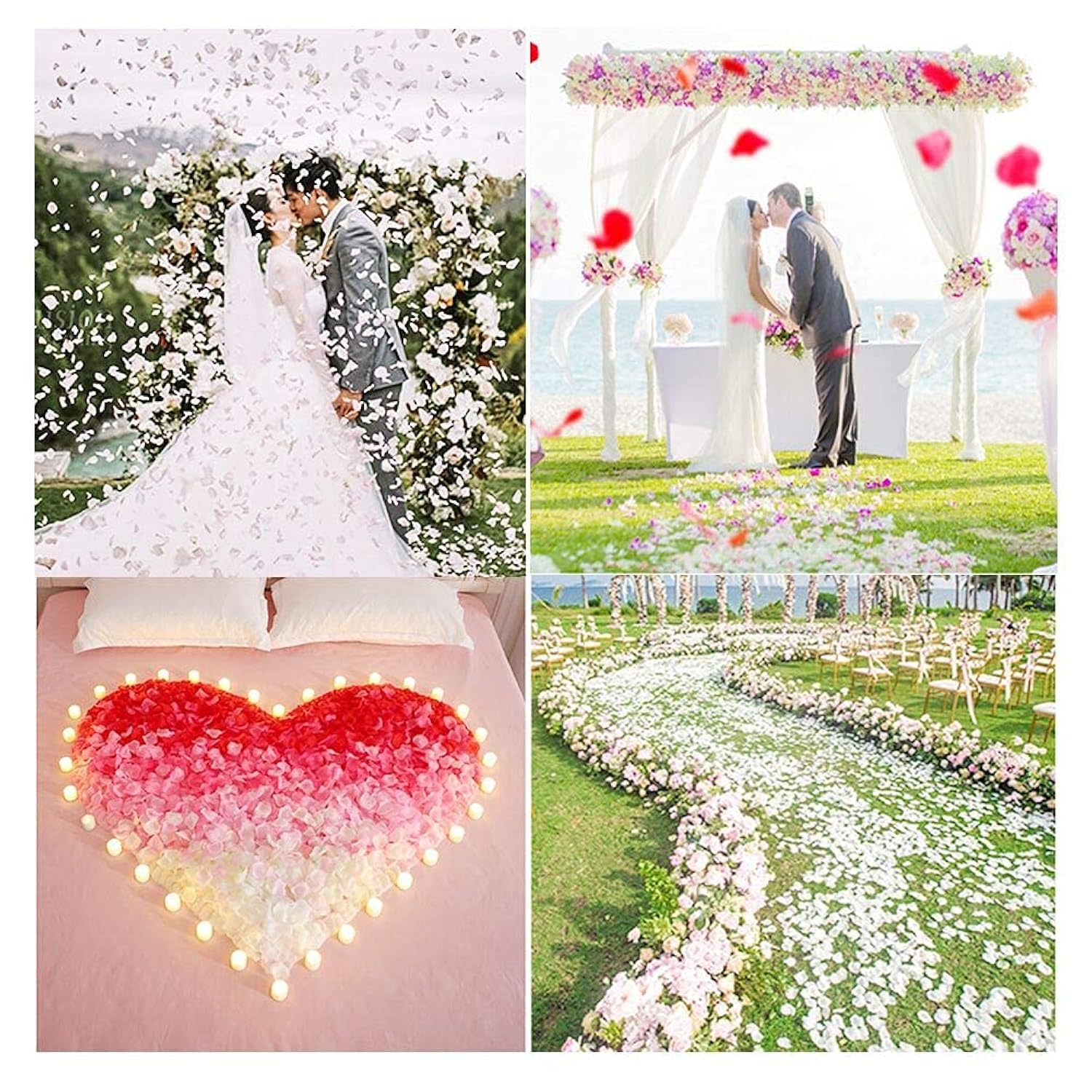 Rose Flower Petals White 1200Pcs Artificial Flowers Silk Rose Petals For Wedding Decoration Party Table Confetti Romantic Night Valentine'S Day