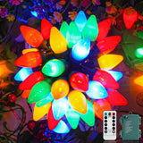 50 Led C7 Christmas Lights,24Ft C7 Christmas Lights Battery Operated String Lights Remote Timer 8 Lighting Modes For Ind