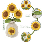 Crochet Flowers Pot Artifical Sunflower For Office Desk Car Dashboard Decor Emotional Support Flowers Gifts For Teacher Women Student Handmade Knitted Flowers Birthday Christmas Party Home