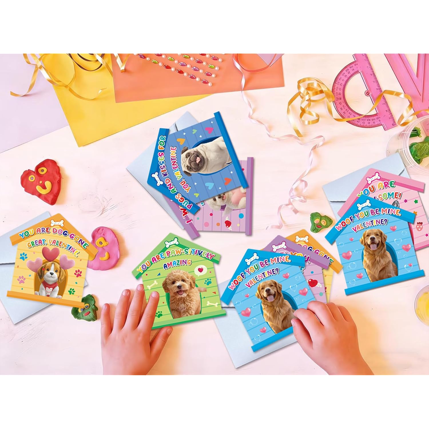 30 Set Dogs Valentine'S Day Cards Mini Valentines Day Cards For Kids School Cute Pet Dog Valentines Cards With Envelopes For Kids Classroom Greeting Cards For Kids Party Favor Classroom Gift Exchange