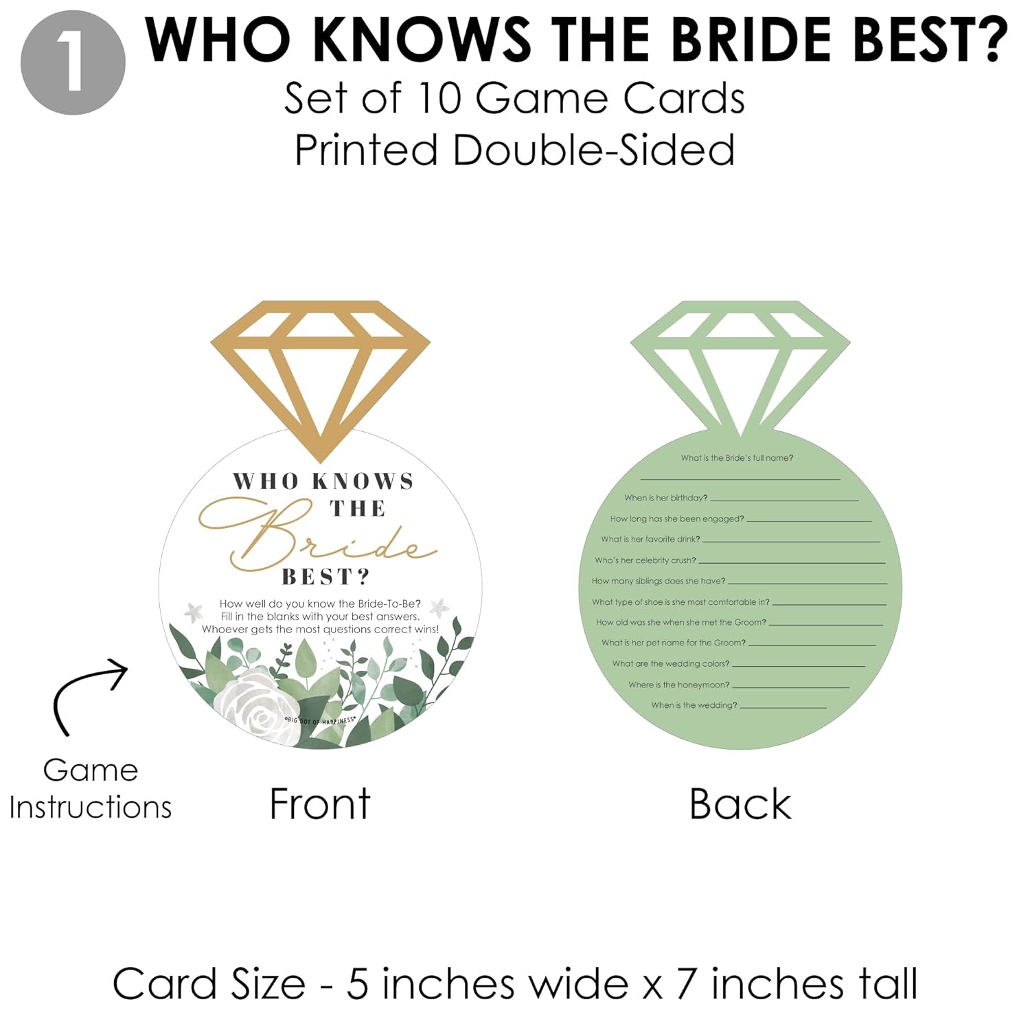 Big Dot of Happiness Boho Botanical Bride - 4 Greenery Bridal Shower Games - 10 Cards Each - Gamerific Bundle