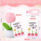 12 Sets Teacher Gifts Crochet Flowers With Thank You For Helping Me Grow Cards Appreciation Gifts For Teachers Coworkers Mentors Bosses Desk Decor(Tulip)