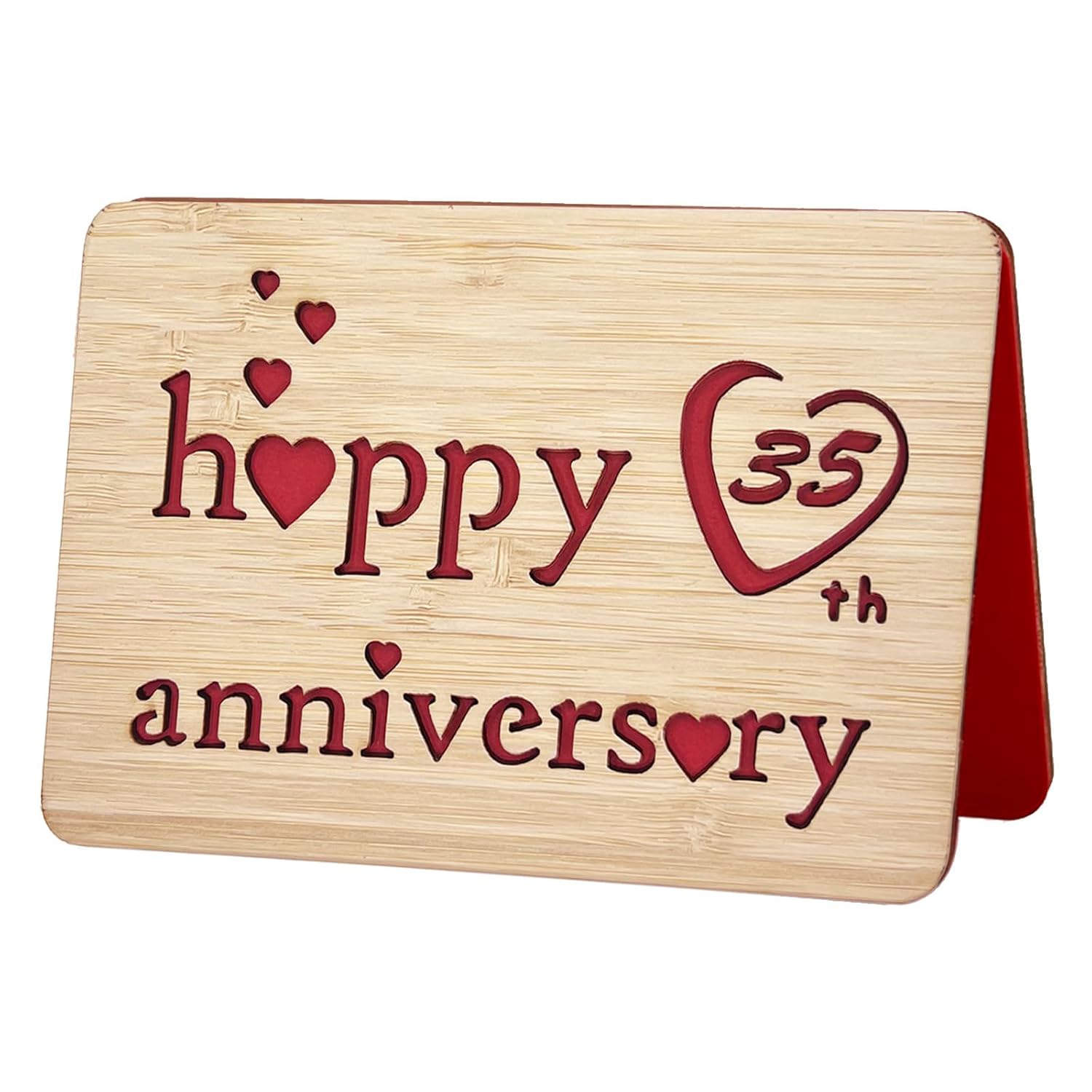 Wooden 35Th Anniversary Card,Handmade Wedding Anniversary Greeting Cards,35Th Anniversary Card For Her,Him,Husband,Wife