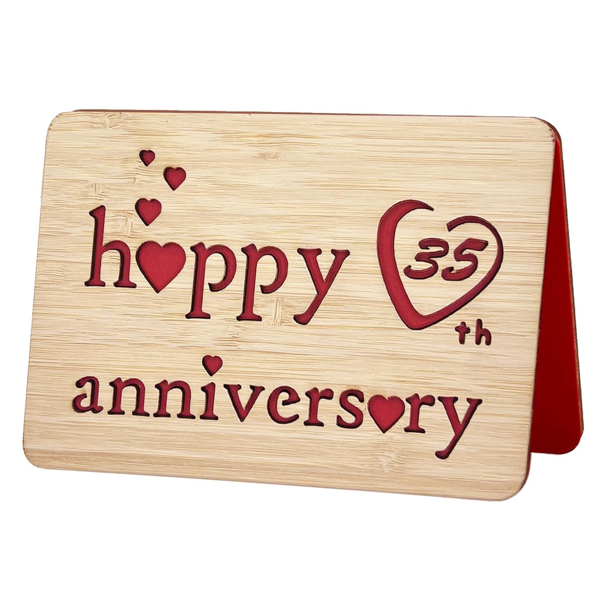 Wooden 35Th Anniversary Card,Handmade Wedding Anniversary Greeting Cards,35Th Anniversary Card For Her,Him,Husband,Wife