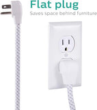 Philips 4 Outlet Power Strip Surge Protector with 2 USB Ports, 4 Ft Power Cord, Designer Braided Extension Cord, Flat Plug Extension Cord, 720 Joules, White, SPC6244WC/37