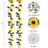 2 Pack Artificial Sunflower Garland Decor, Sunflower Vines Hanging Flowers Garland With Green Leaves, Fake Yellow Floral Vines Room Wedding Party Decoration