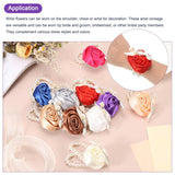 2Pcs Wrist Corsage Artificial Flower With Faux Pearl Bracelets Rose Wrist Bride Groom Decorative For Wedding Ceremony Prom Party Anniversary, 2.4 X 2.8 Inch Rose Red