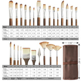 25 Pcs Paint Brush Set For Acrylic Painting,Oil Paint Brushes Soft Elastic Bristles With Excellent Paint Pickup, 2 Flat Brushes, 1 Palette Knife + Fabric Storage Bag