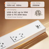 Under Cabinet Hardwired Power Strip 2 Pack 20A Outlets USB A USB C 16 Inch ETL Listed