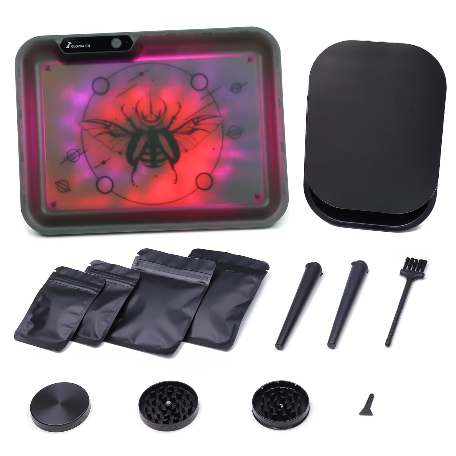 Led Tray Set, 10-Pack Kit Light Up Tray Accessories, Neon Lighting Tray Kit All In One For Men Women Dad Bro, Black, Beetle'S Universe