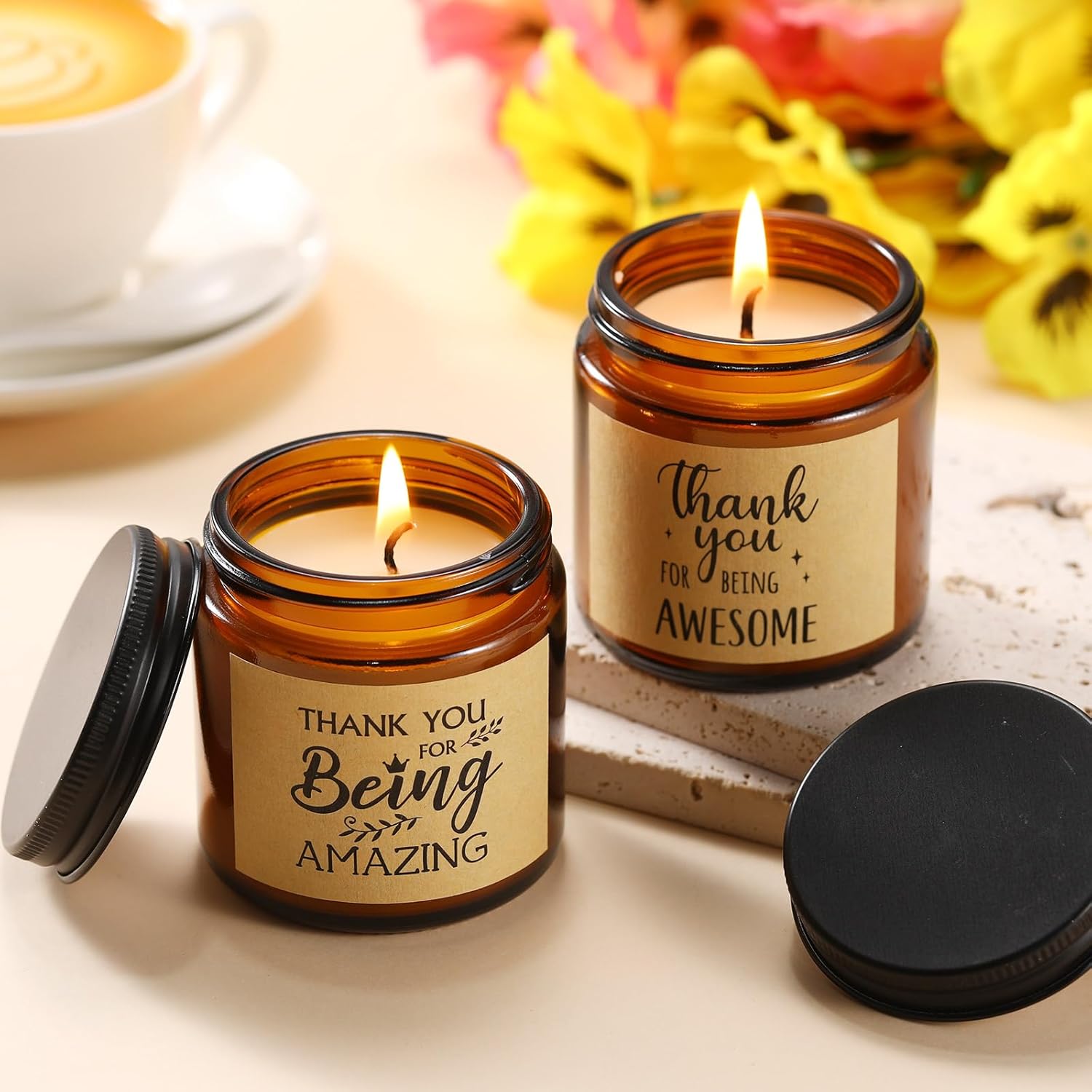 20 Pcs Thank You Candles 3.5 Oz Employee Appreciation Gifts Bulk Scented Jar Candle Thank You Gifts For Coworker Volunteer Teacher Women Friends Secretaries, 10 Fragrance(Brown)