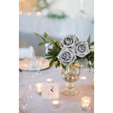Artificial Flowers 30 Pcs Silver Glitter Foam Artificial Flowers With Stem, Glitter Roses Shiny Flowers For Diy Wedding Bouquets Party Home Decor(Silver)