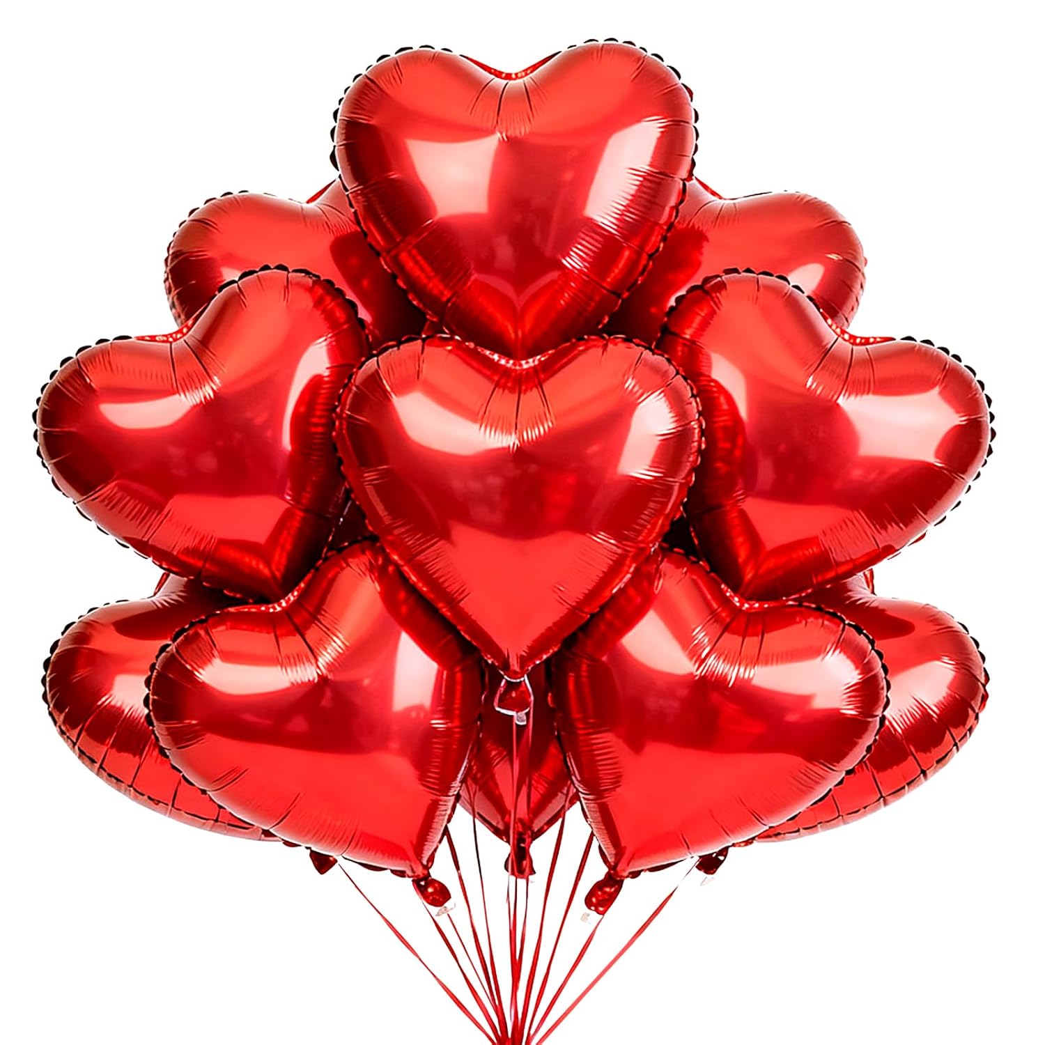 Red Heart Balloons 18Pcs 18 Inch Heart Shaped Foil Balloons For Valentine'S Day Wedding Bridal Shower Anniversary Engagement Party Supplies