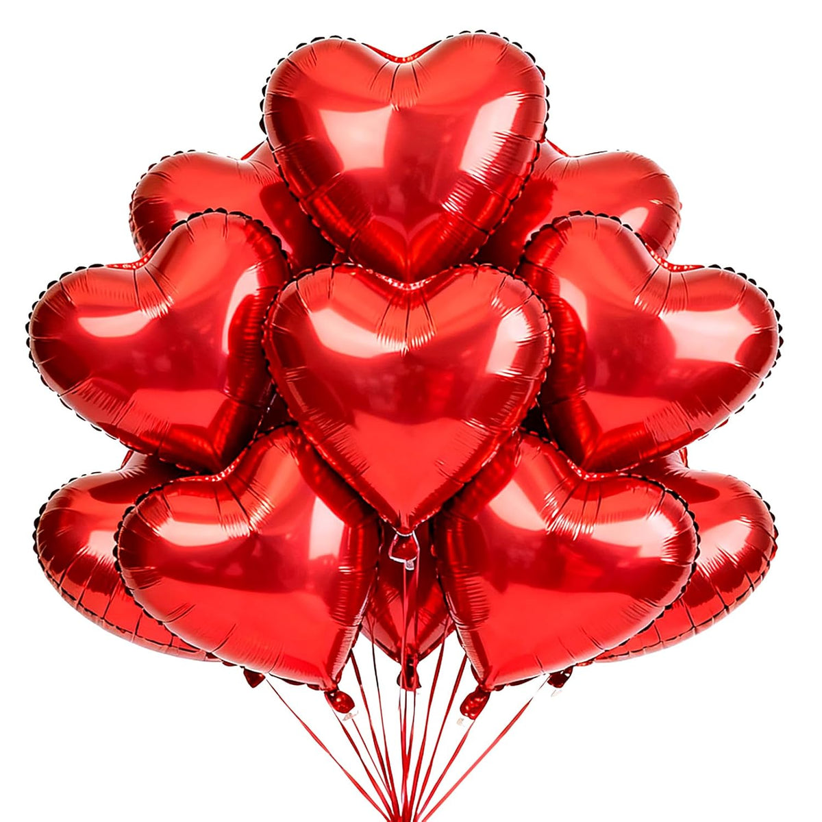 Red Heart Balloons 18Pcs 18 Inch Heart Shaped Foil Balloons For Valentine'S Day Wedding Bridal Shower Anniversary Engagement Party Supplies