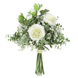 Artificial Flowers 2 Pack White Artificial Roses With Stems Baby Breath For Diy Bouquets Wedding Centerpieces Party Table Decoration Home