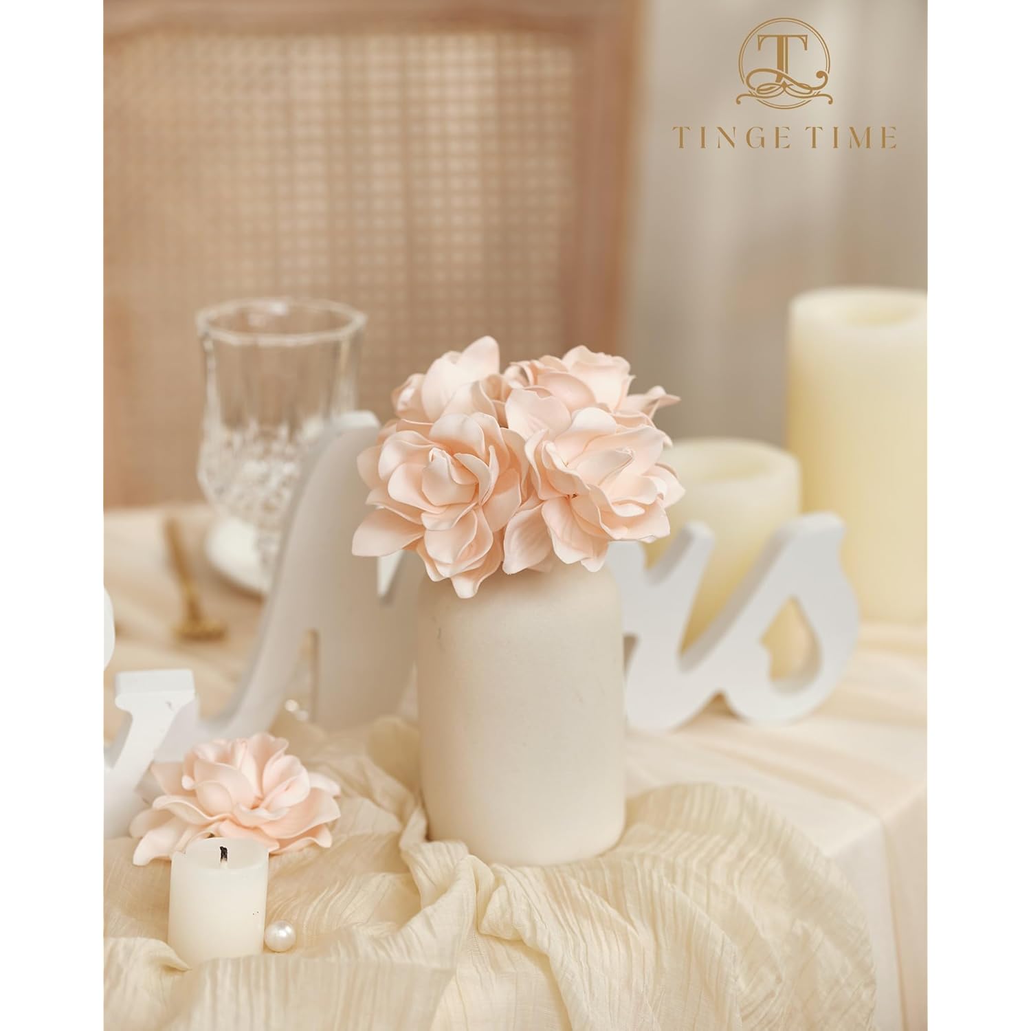 Gardenia Flowers Artificial 25Pcs Artificial White Flowers Perfect For Wedding Decorations, Baby Shower, Diy Graduation Caps, Gardenia Party Decor, Flower Wall Decoration(Peachpink)