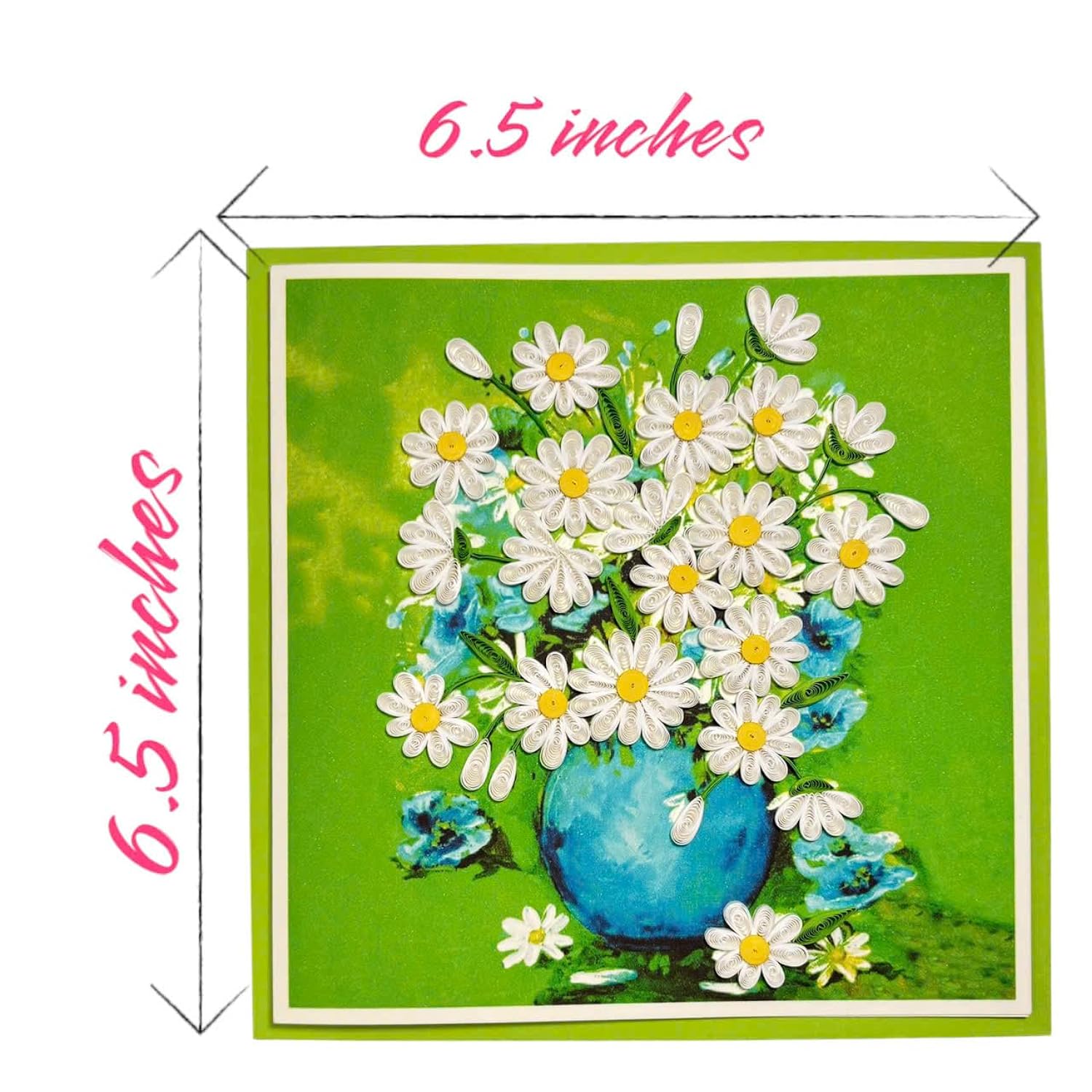 Handcraft 3D Quilling Greeting Card Daisy Flower Design For Him, Her, Friend, Mom, Daughter, Sister For Birthday, Mother'S Day, Anniversaries Blank Inside, Includes Envelope, Ready To Gift